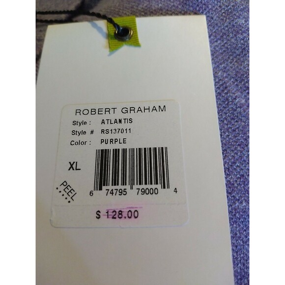 Robert Graham Knowledge Wisdom Truth Polo Shirt Heathered Light Purple Men Sz-XL - Picture 9 of 9